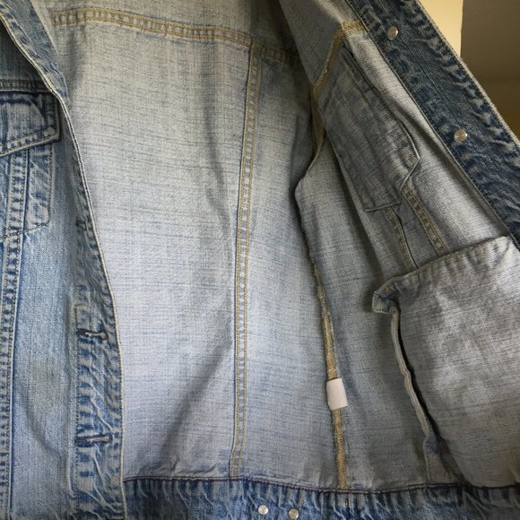 90s vintage J.Crew Jean Jacket Large - Picture 7 of 8